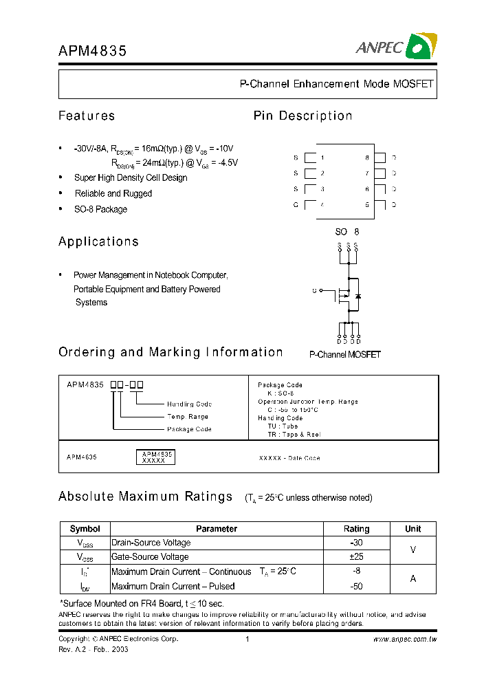 APM4835_2202.PDF Datasheet Download --- IC-ON-LINE