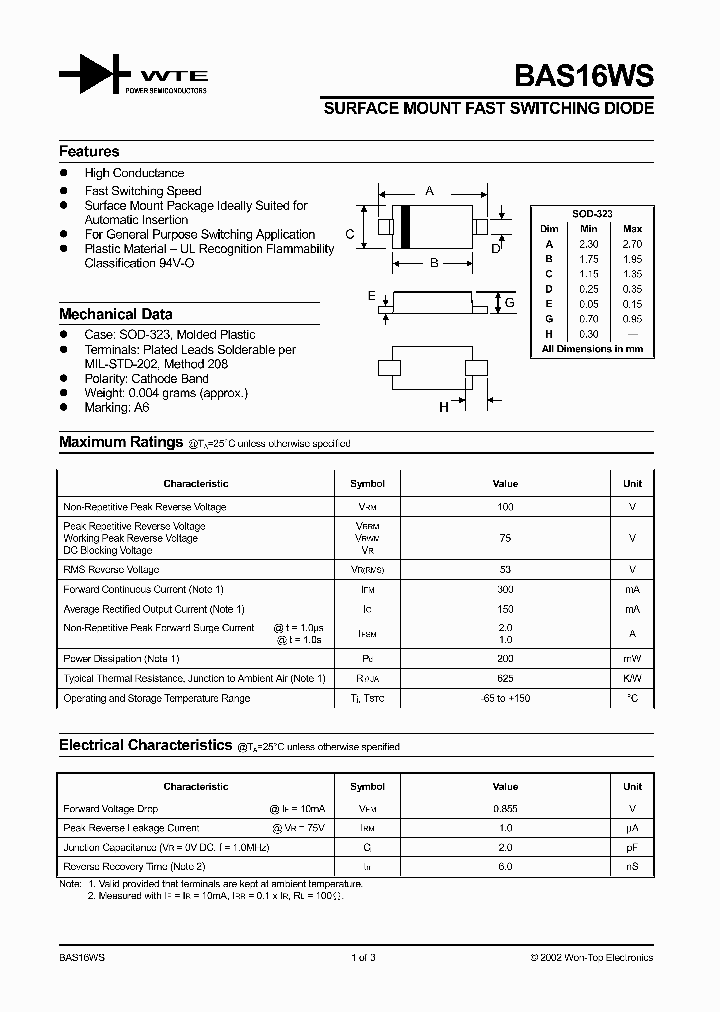 BAS16WS_132785.PDF Datasheet