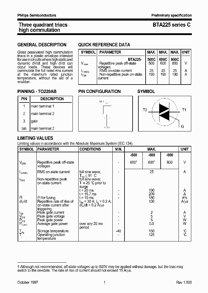 BTA225-500C_188714.PDF Datasheet