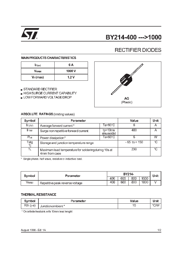 BY214 1000 44551.PDF Datasheet Download IC ON LINE