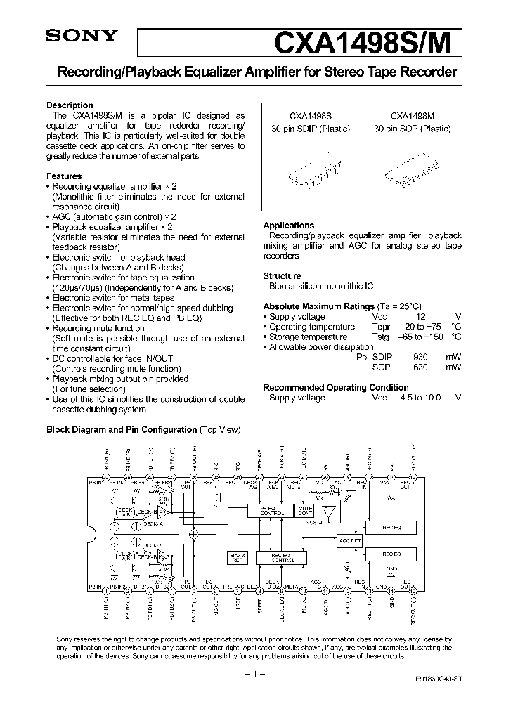 CXA1498M_138236.PDF Datasheet