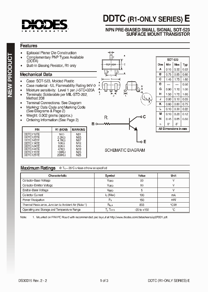 DDTC114TE_24622.PDF Datasheet