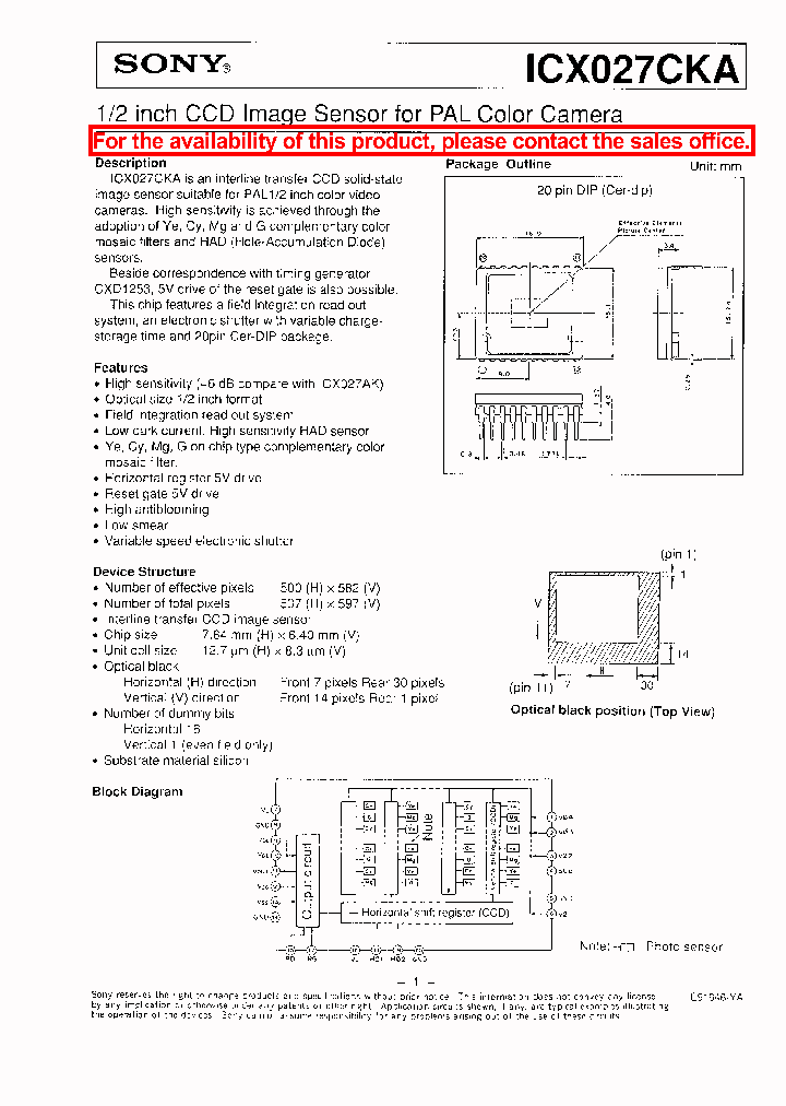ICX027CKA_41085.PDF Datasheet
