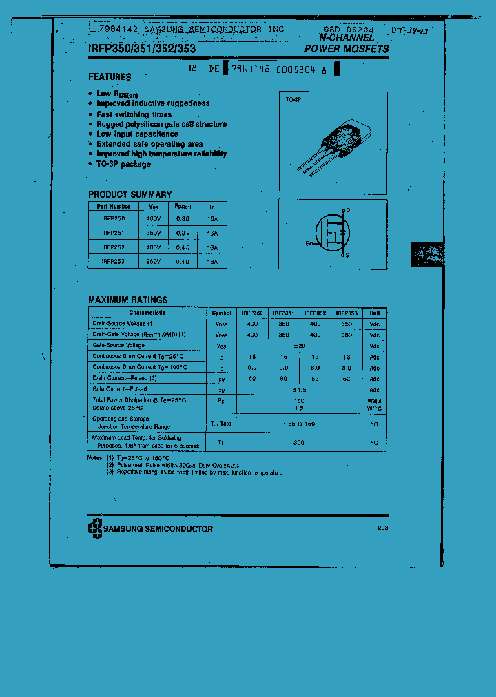 IRFP351_87844.PDF Datasheet