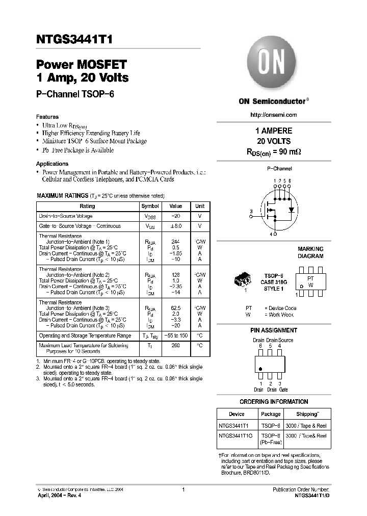 NTGS3441T1_149570.PDF Datasheet