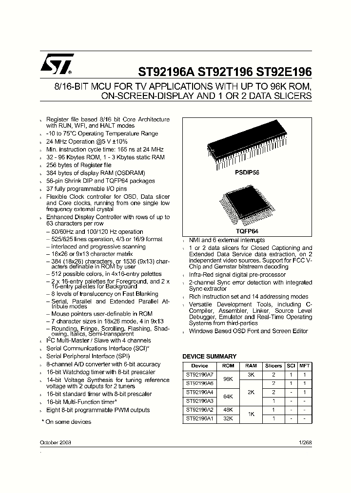 ST92E196_150565.PDF Datasheet