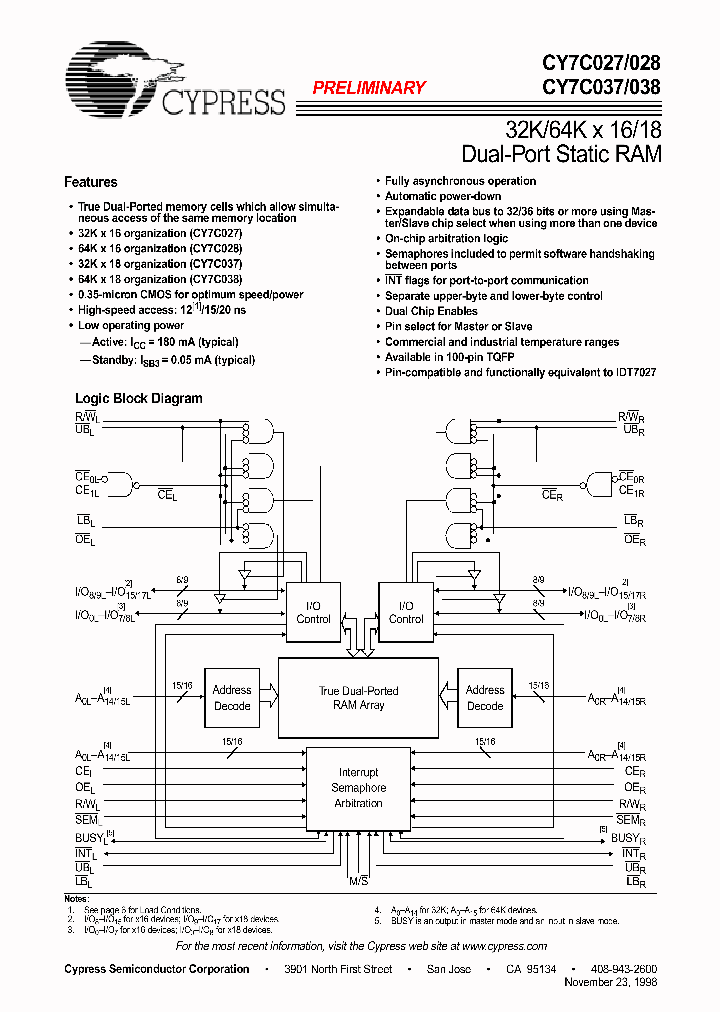 CY7C027_212399.PDF Datasheet