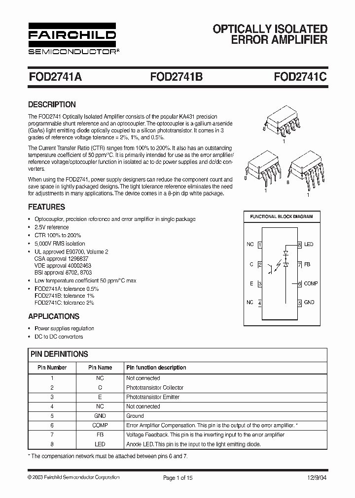 FOD2741CTV_270900.PDF Datasheet Download --- IC-ON-LINE