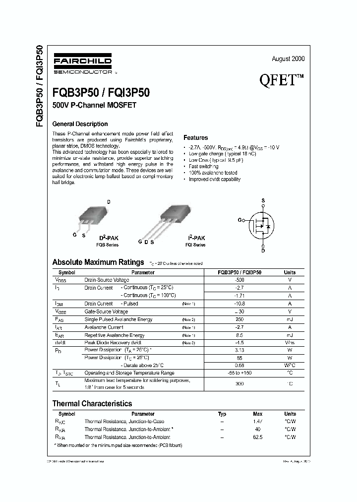 FQB3P50_253053.PDF Datasheet