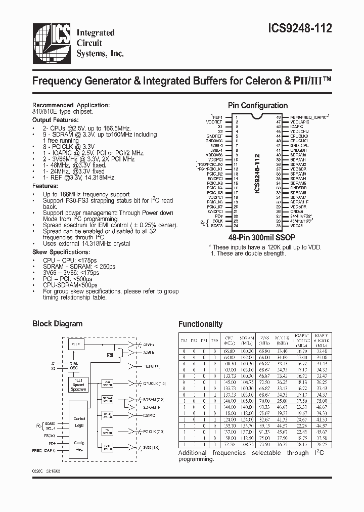 ICS9248-112_278187.PDF Datasheet