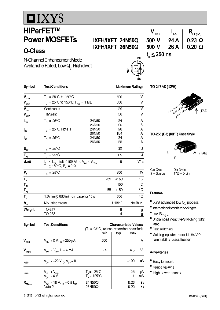 IXFH24N50Q_233805.PDF Datasheet