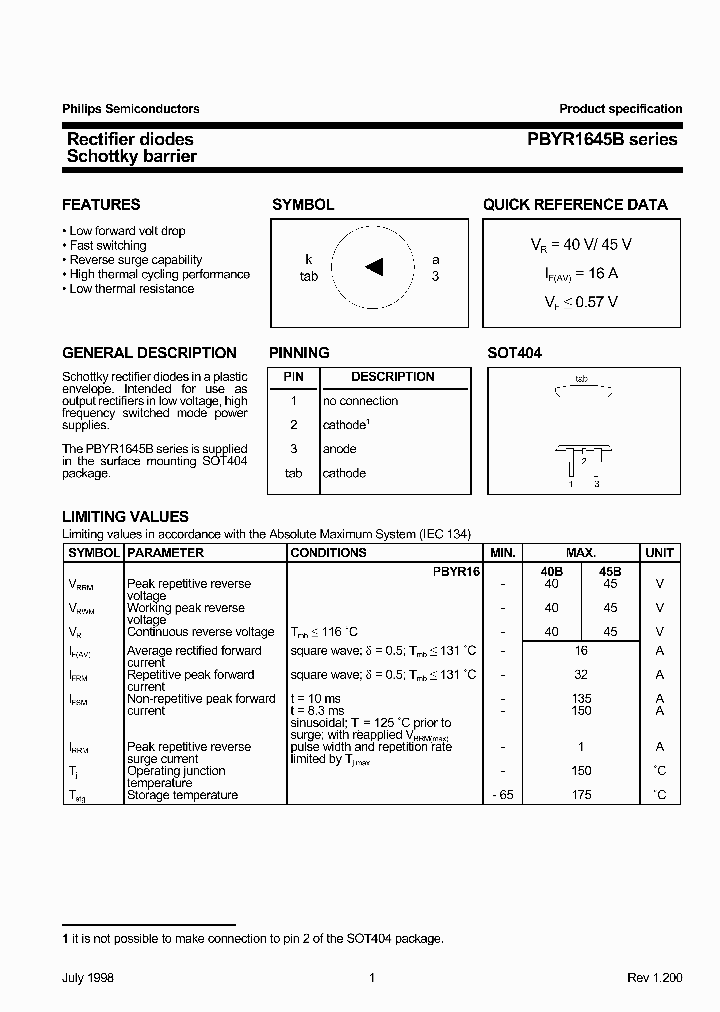 PBYR1645BSERIES_250232.PDF Datasheet