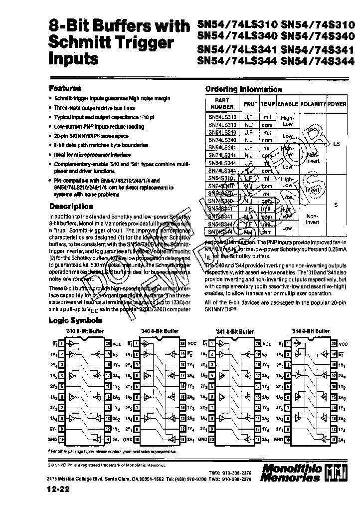 SN74LS340_253059.PDF Datasheet