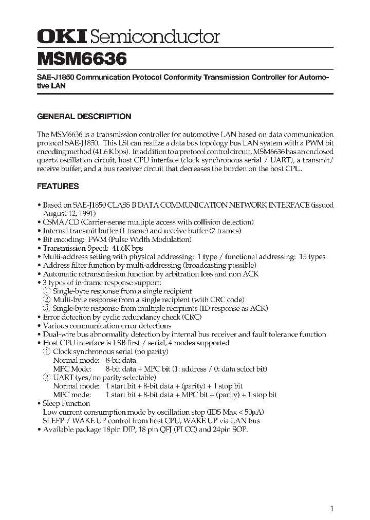 MSM6636_213056.PDF Datasheet Download --- IC-ON-LINE