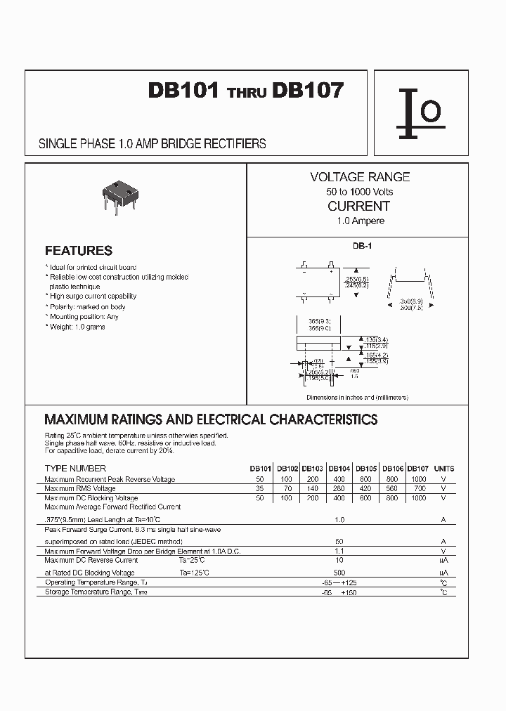 Db107 328518 Pdf Datasheet Download Ic On Line