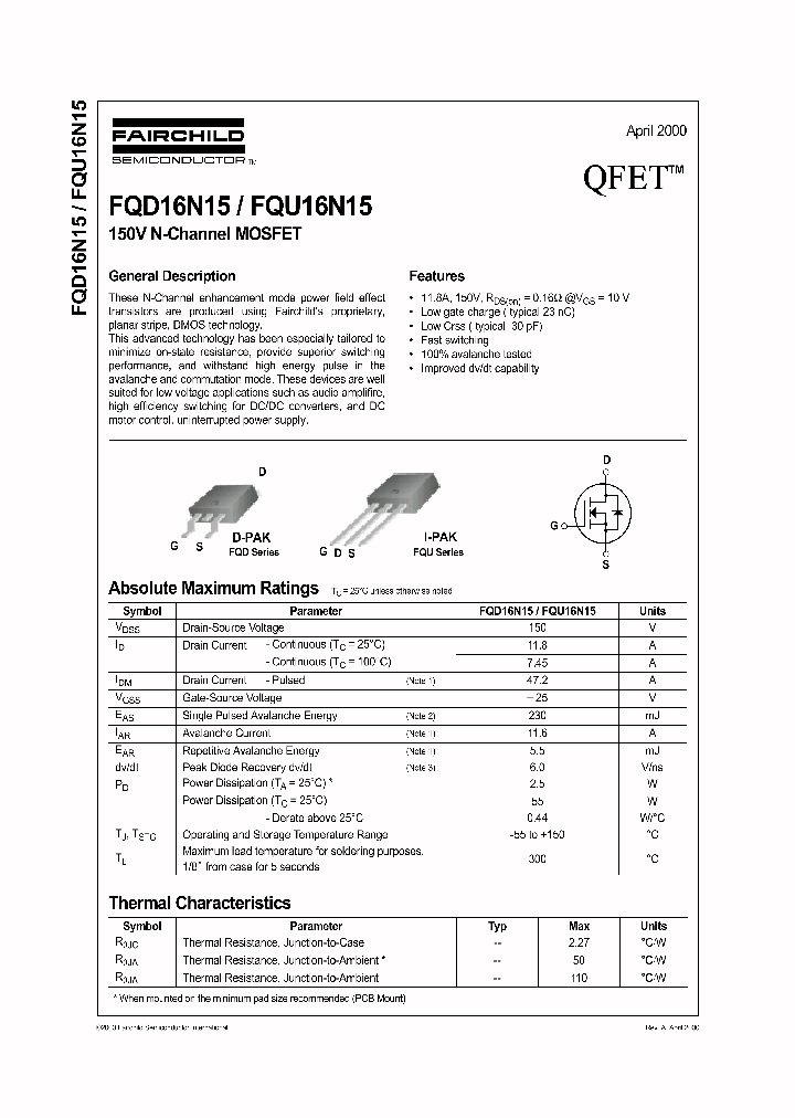 FQD16N15_359561.PDF Datasheet