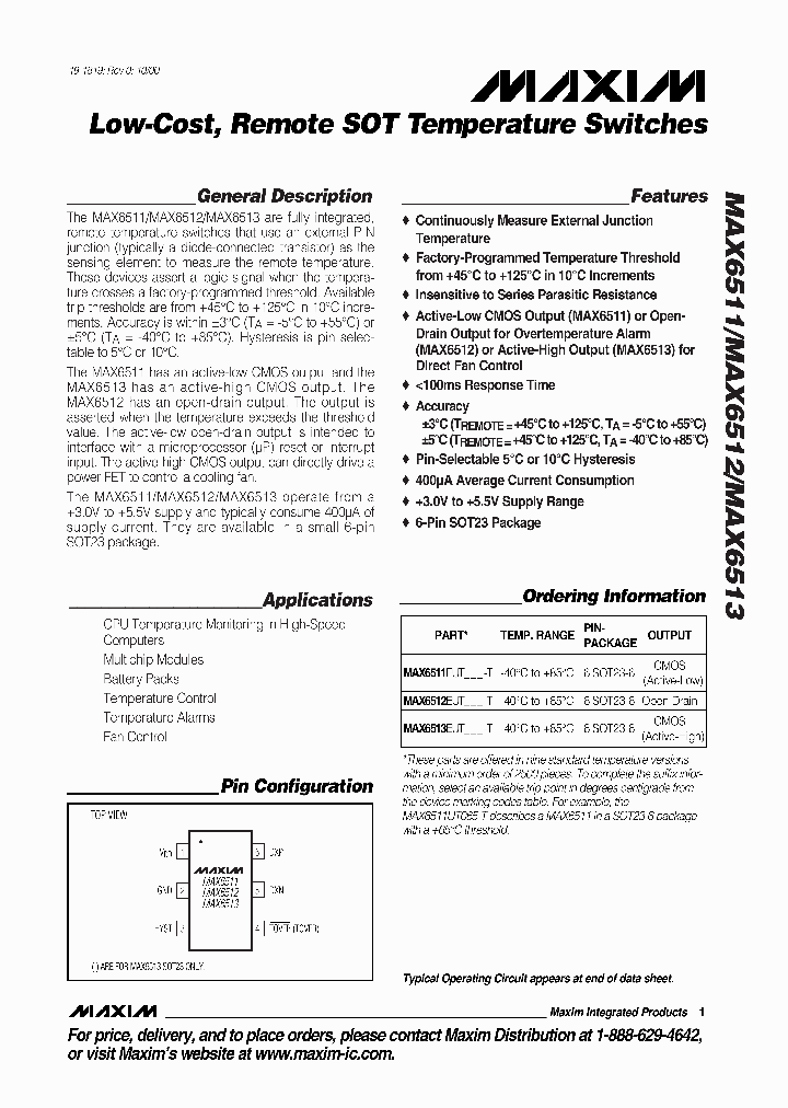 MAX6511_289779.PDF Datasheet