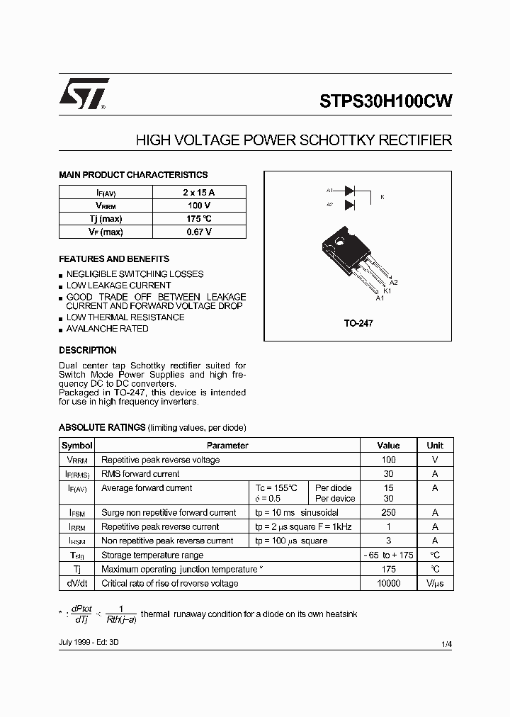 STPS30H100CW_340891.PDF Datasheet