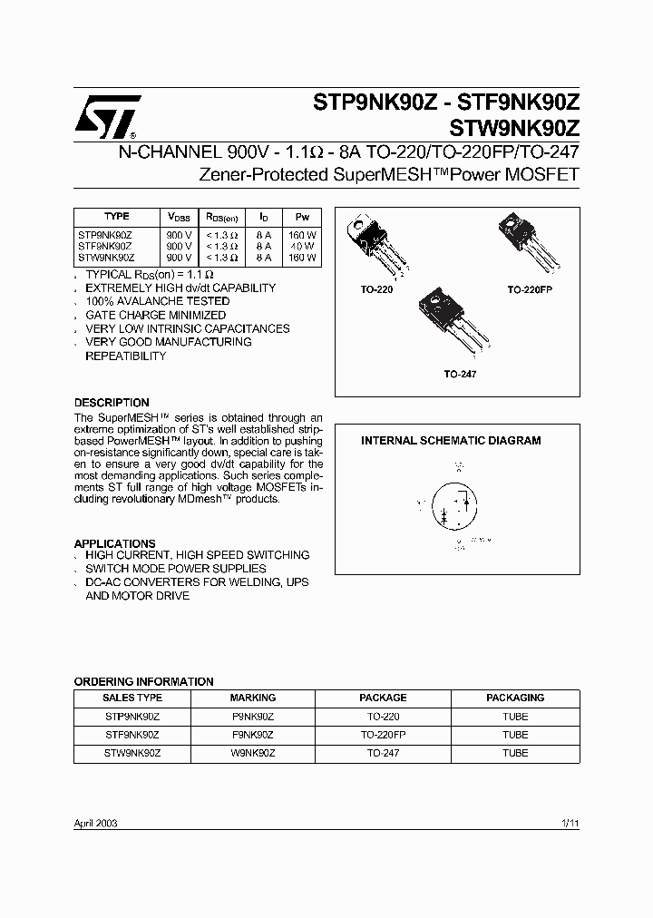 STF9NK90Z_272051.PDF Datasheet