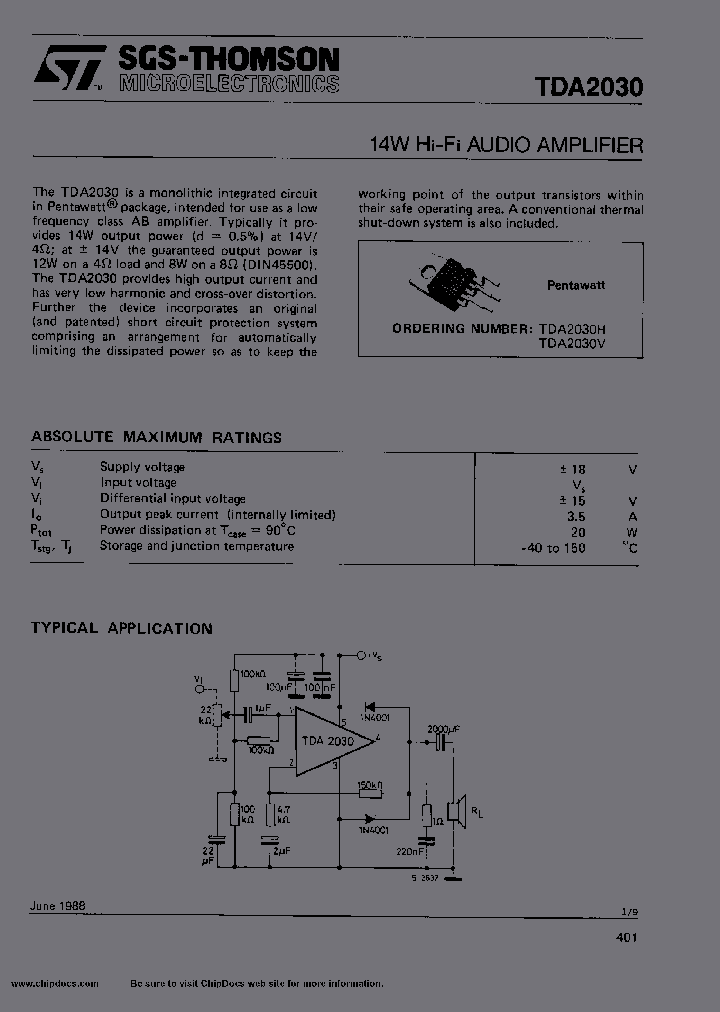 TDA2030_250217.PDF Datasheet Download --- IC-ON-LINE