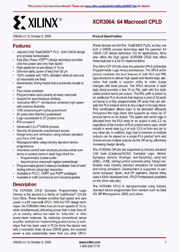 XCR3064_315944.PDF Datasheet