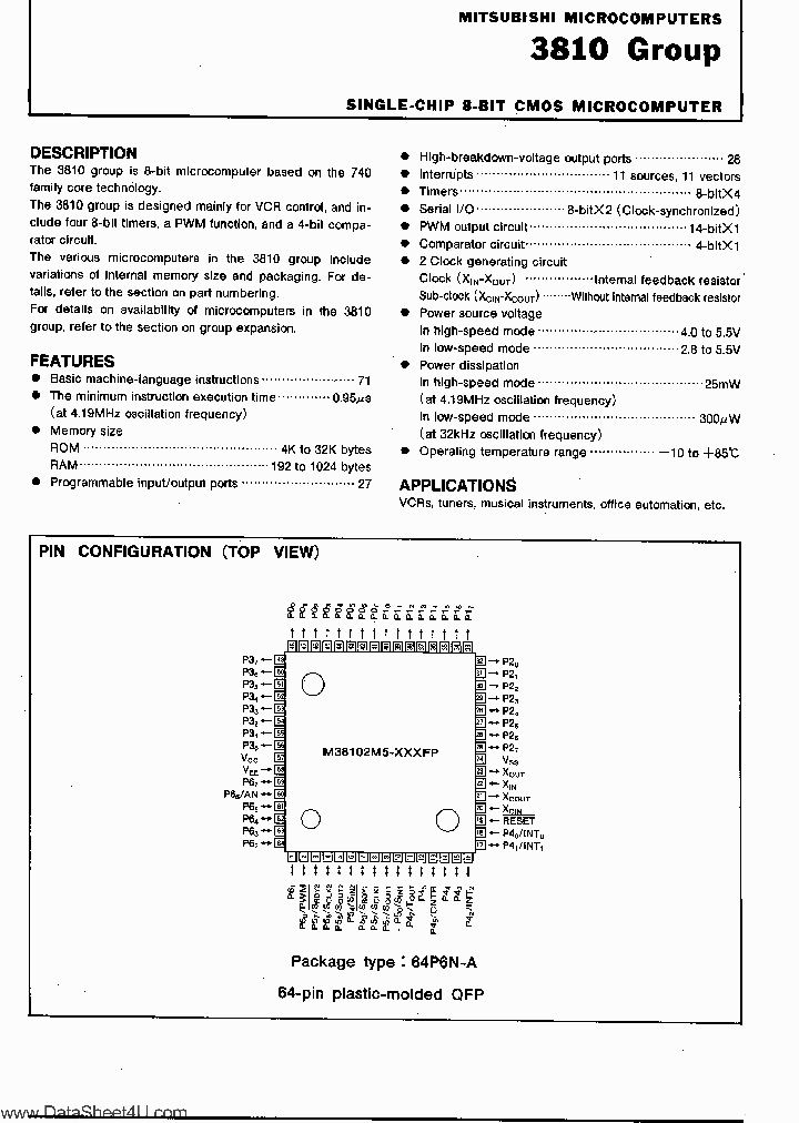 M38102M4 XXX 416015 PDF Datasheet Download  IC ON LINE 