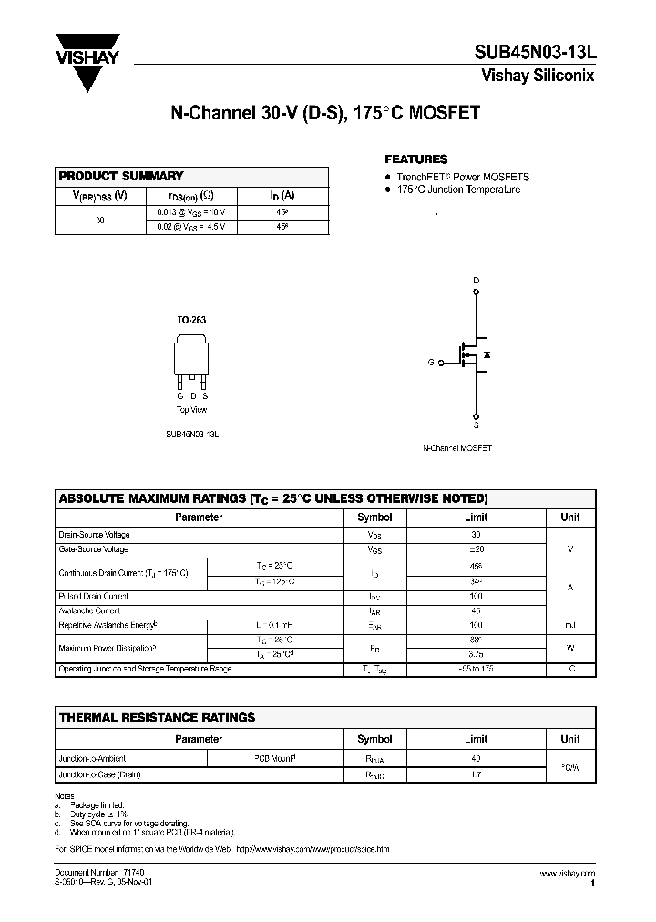 SUB45N03-13L_420155.PDF Datasheet