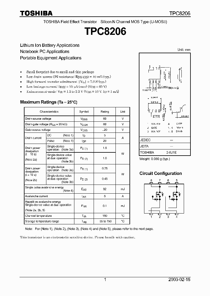 TPC8206_418475.PDF Datasheet