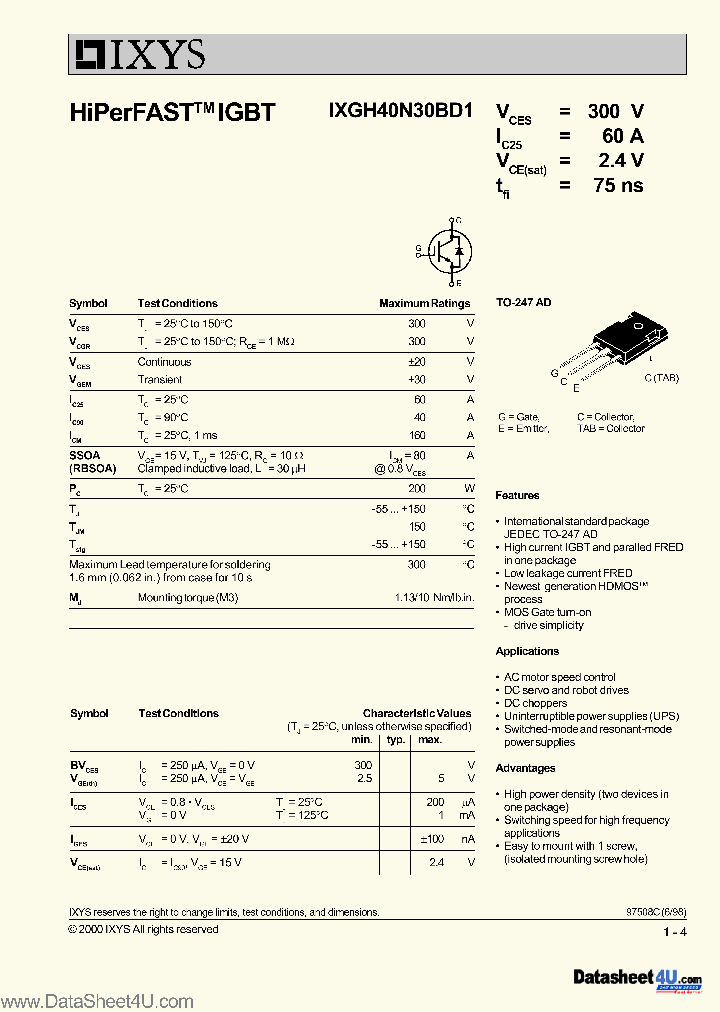 IXGH40N30BD1_516988.PDF Datasheet