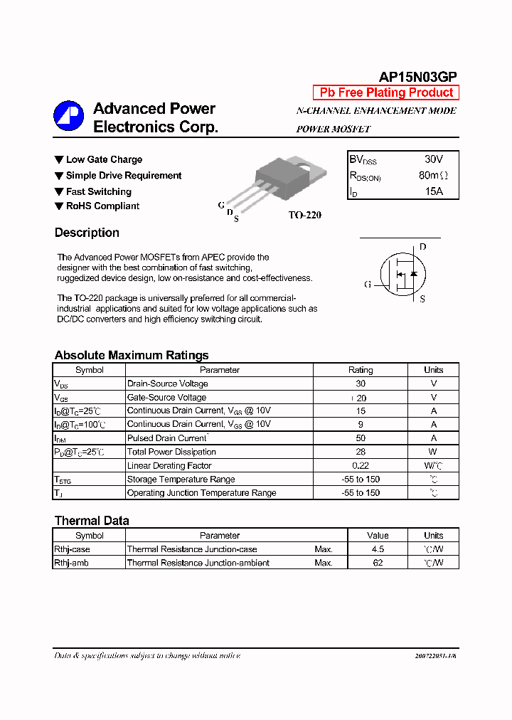 AP15N03GP_641804.PDF Datasheet