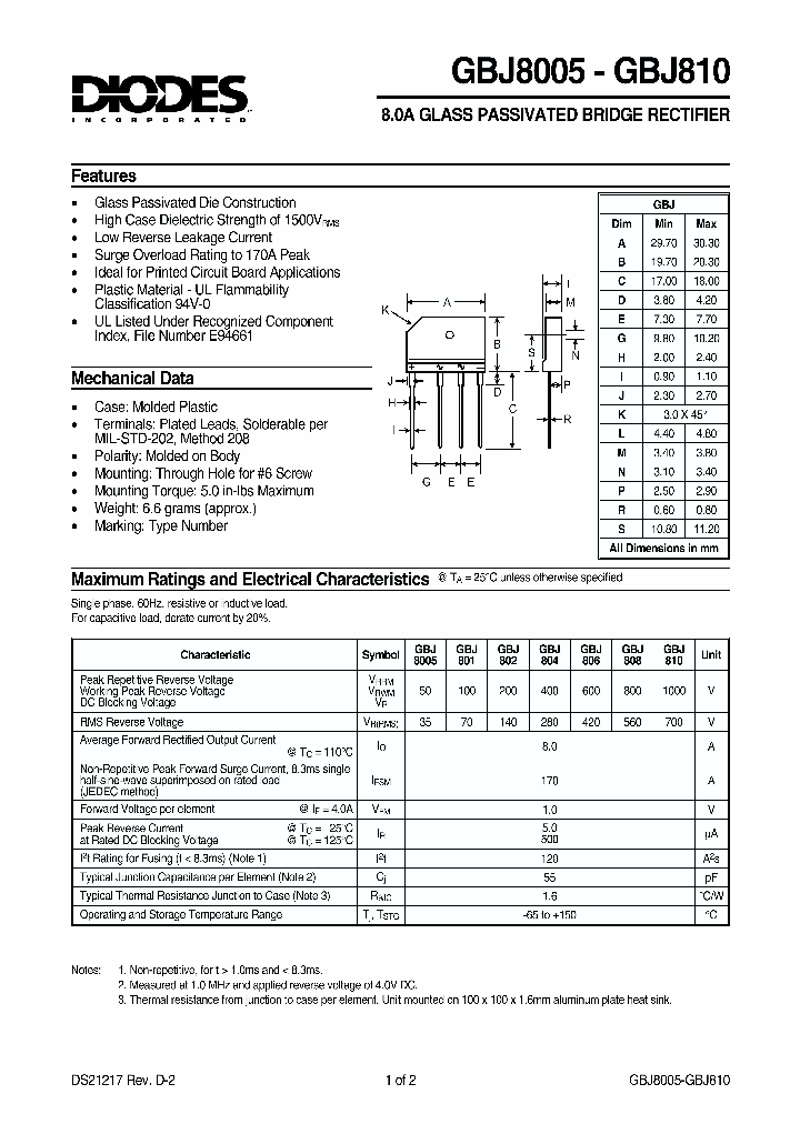 GBJ810_734229.PDF Datasheet