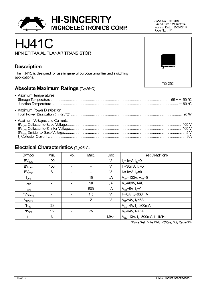 HJ41C_618587.PDF Datasheet