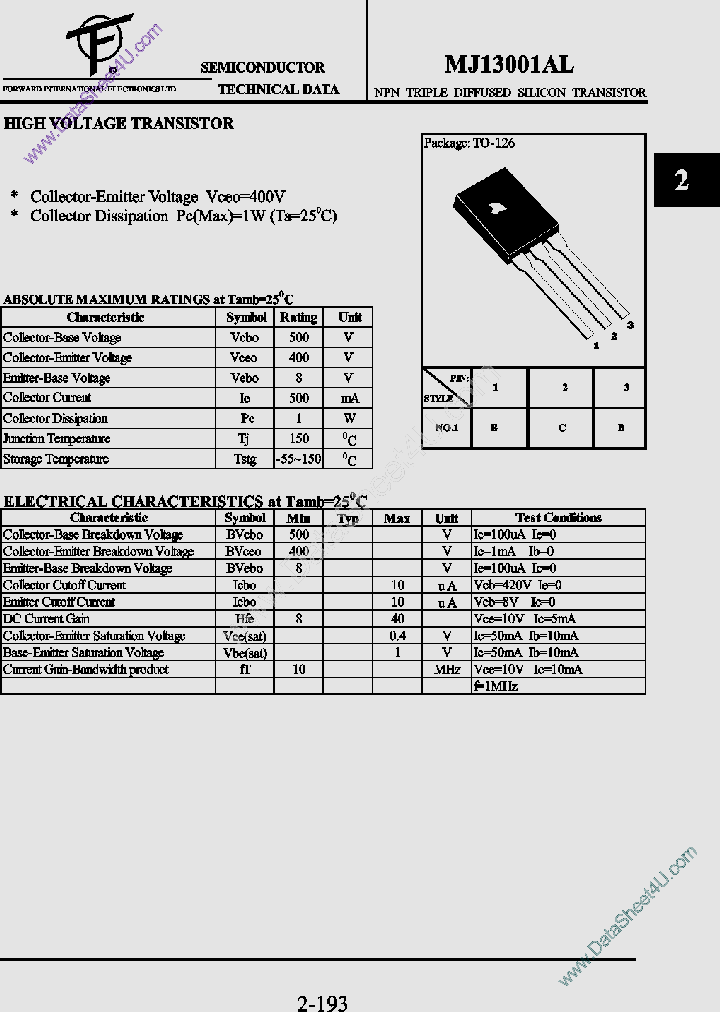 MJE13001AL_651105.PDF Datasheet