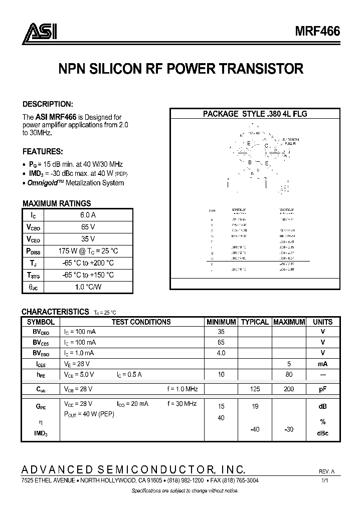 MRF466_650379.PDF Datasheet