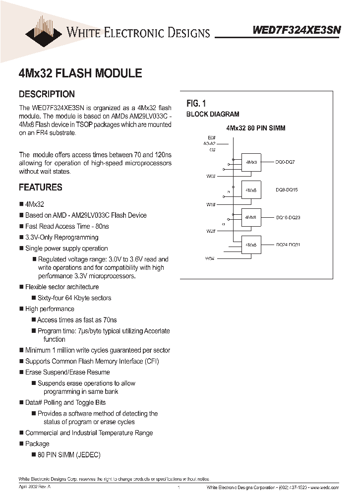 WED7F324XE3SN90C_652243.PDF Datasheet