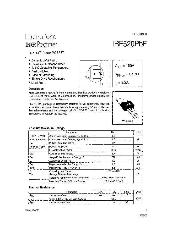 IRF520PBF_853319.PDF Datasheet