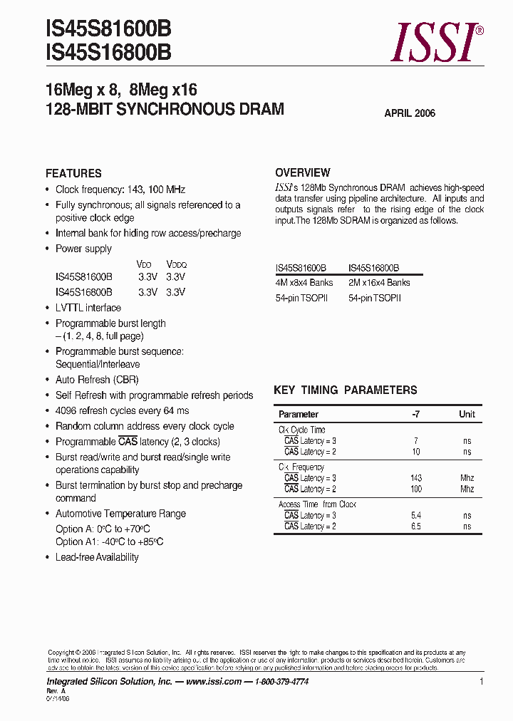 IS45S16800B_602488.PDF Datasheet