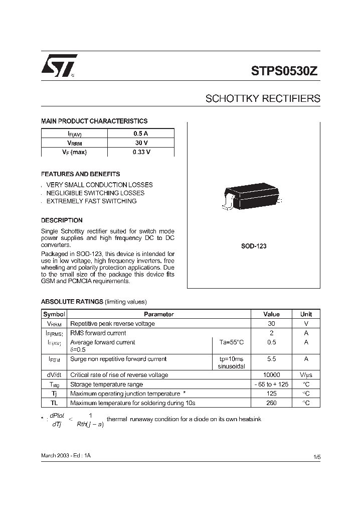 STPS0530Z_1015836.PDF Datasheet