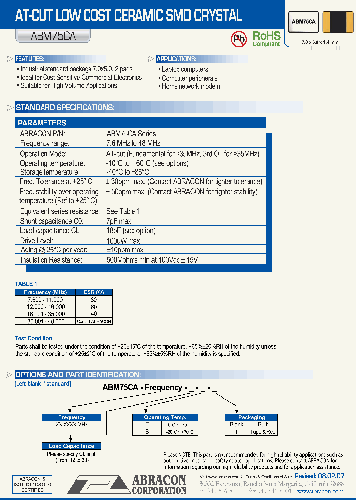 ABM75CA_1205287.PDF Datasheet