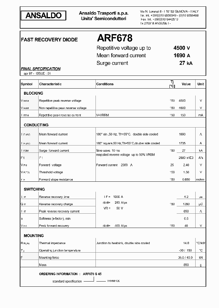 ARF678S45_1212978.PDF Datasheet