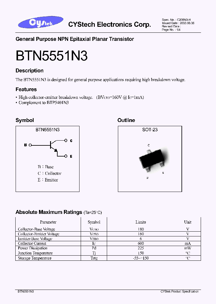 BTN5551N3_1221330.PDF Datasheet