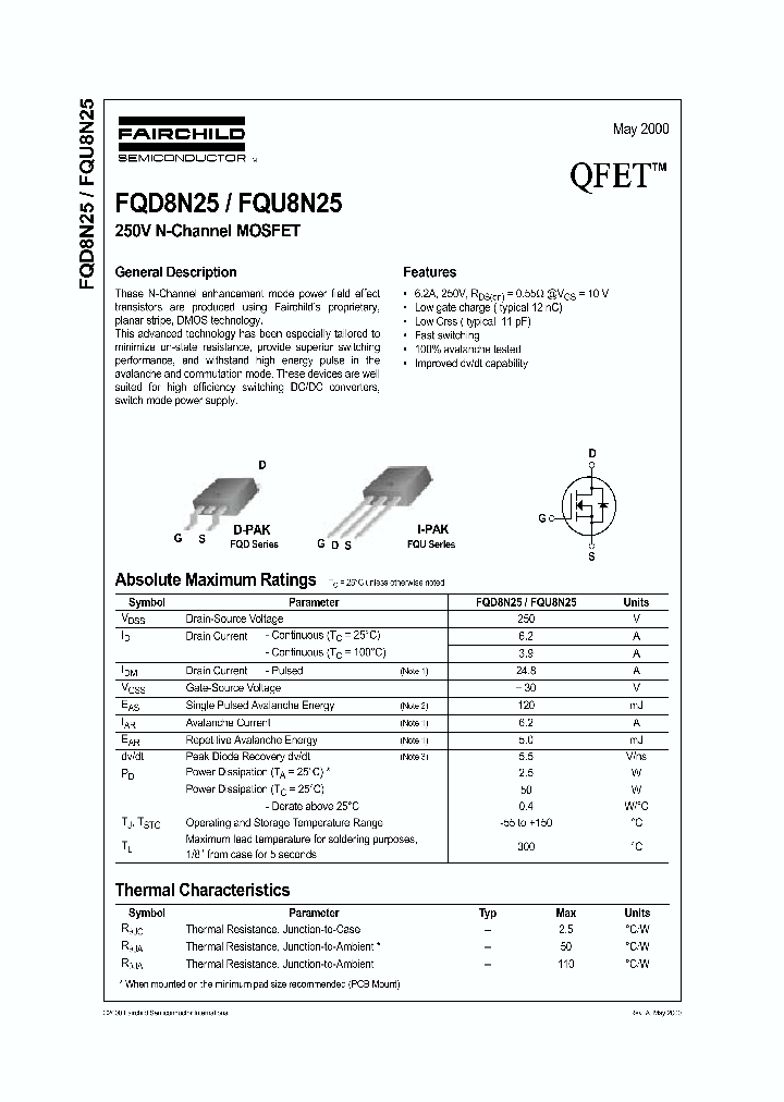 FQU8N25_1242016.PDF Datasheet