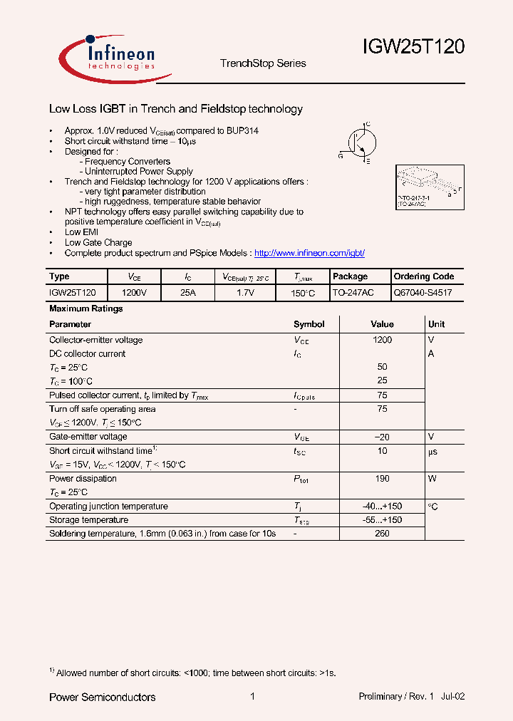 IGW25T120_1254279.PDF Datasheet