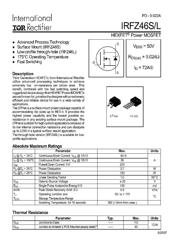 IRFZ46S_1052900.PDF Datasheet