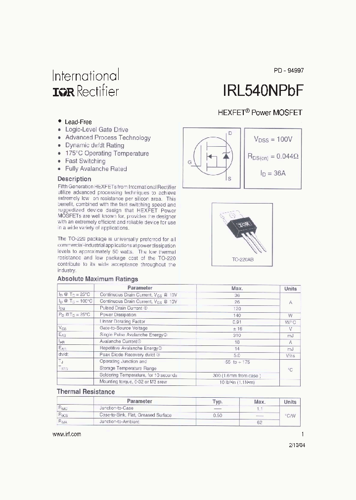 IRL540NPBF_1150020.PDF Datasheet