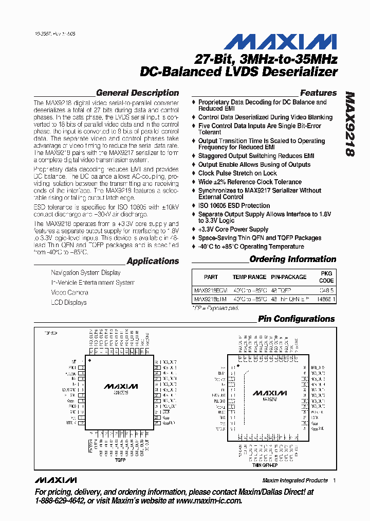 MAX9218ETM_1274235.PDF Datasheet