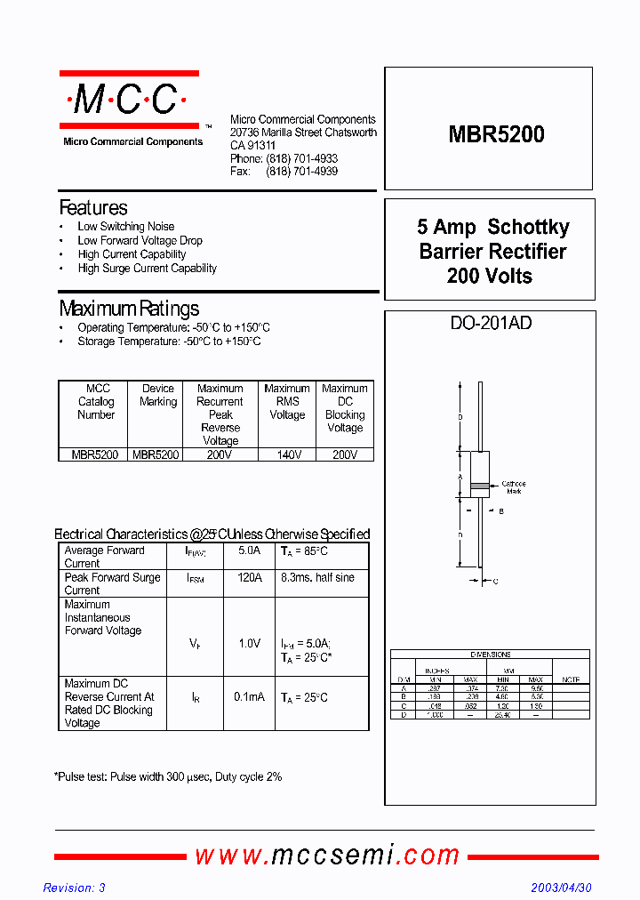 MBR5200_1275083.PDF Datasheet