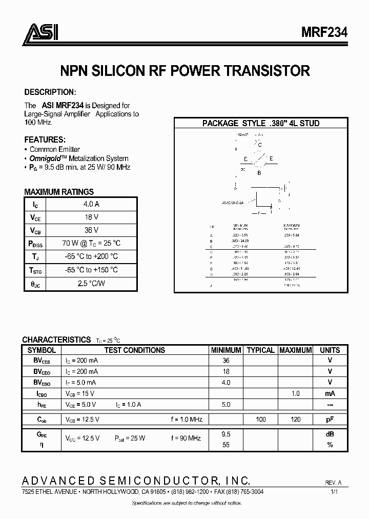 MRF234_1283503.PDF Datasheet