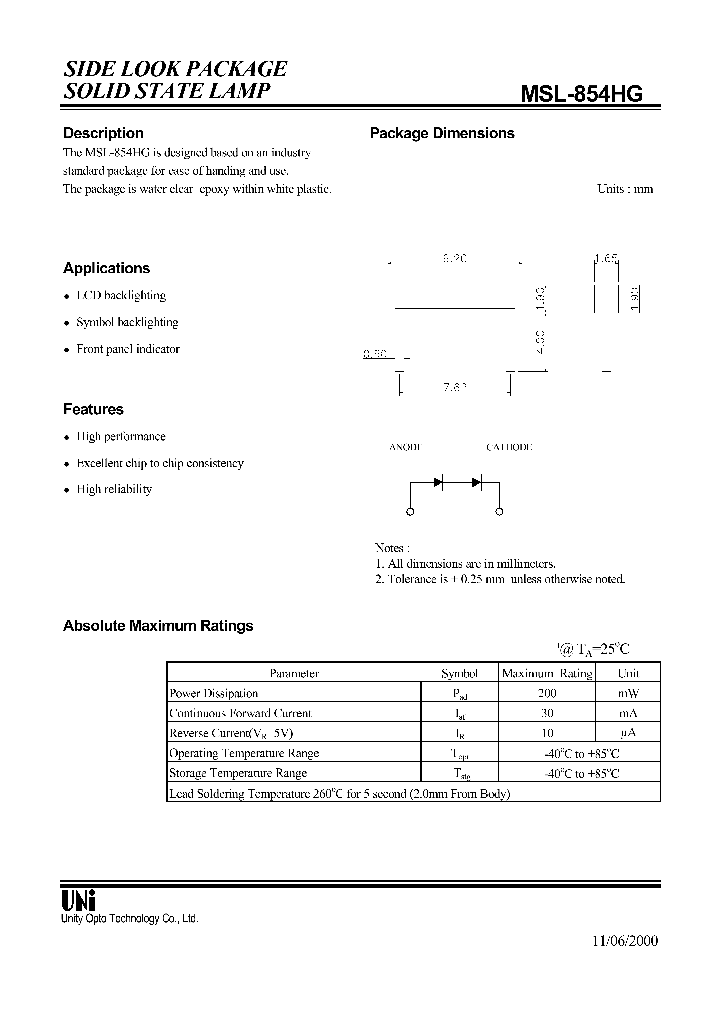 MSL-854HG_1284511.PDF Datasheet