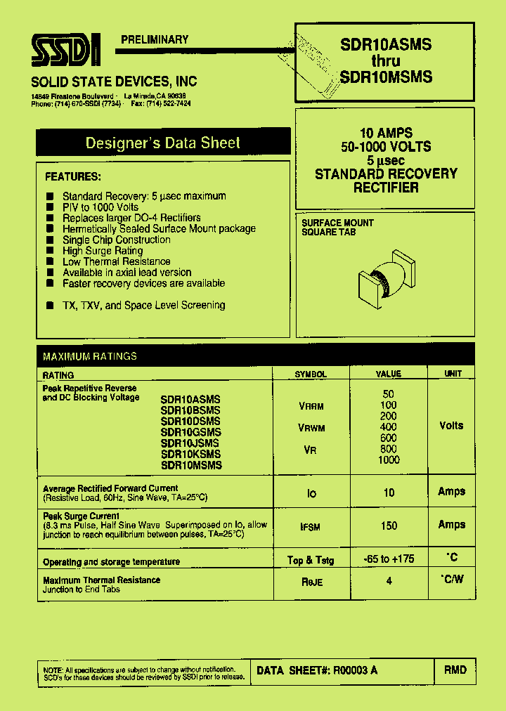 SDR10MSMS_1306621.PDF Datasheet